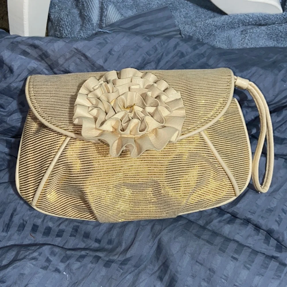 EUC Loeffler Randall x Target Gold Clutch wristlet